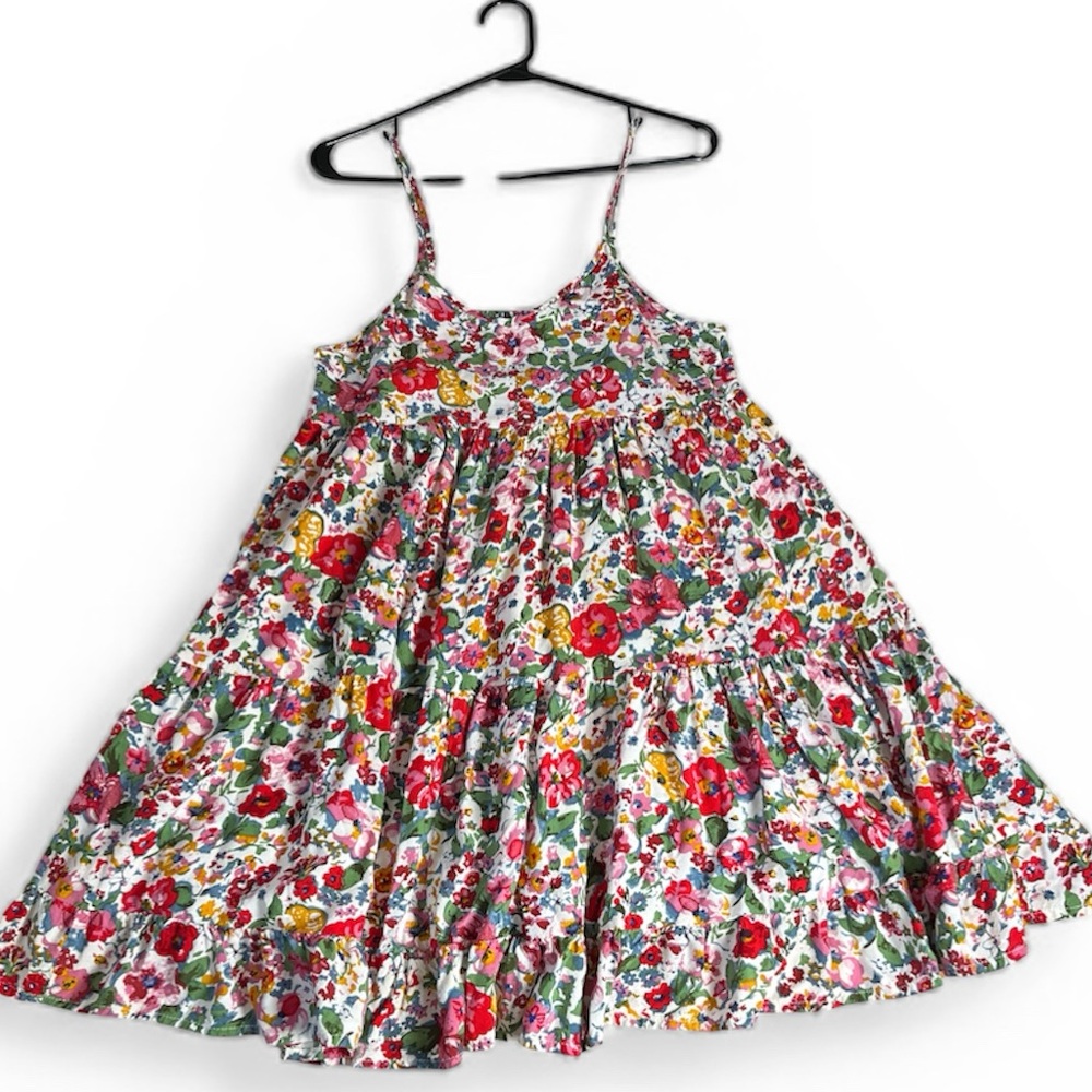 Natural Life Riley Spaghetti Strap Tiered Mini Dress Pink Floral Medium Boho